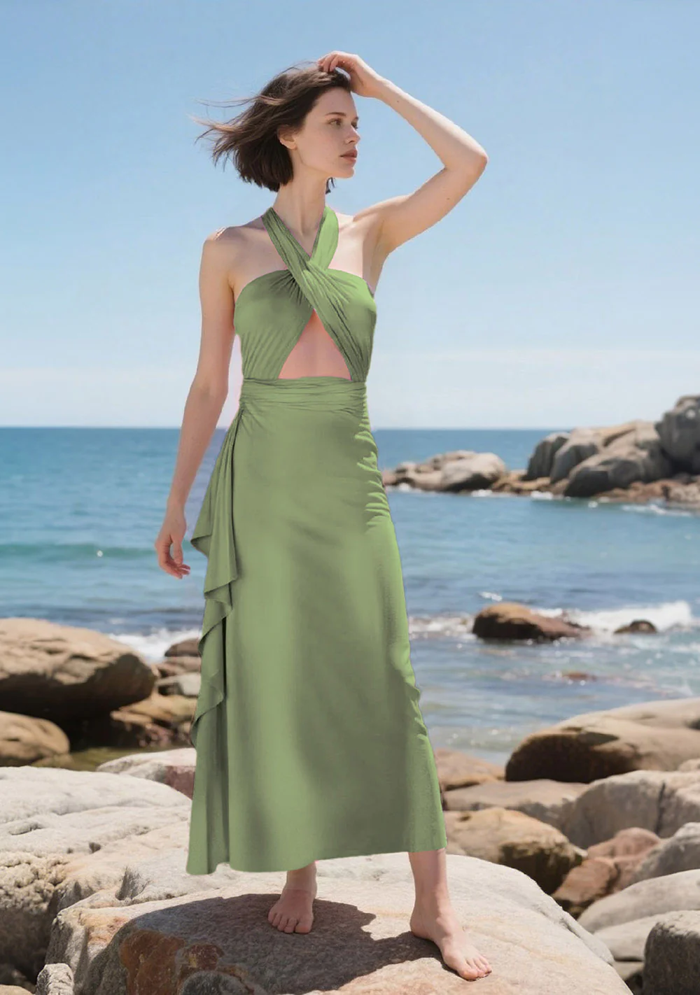 SandSeaâ„¢ Olive Green Infinity Beach Dress